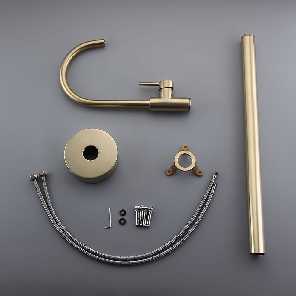 HMR - Brewst Floor Mounted Spout Faucet in Brass