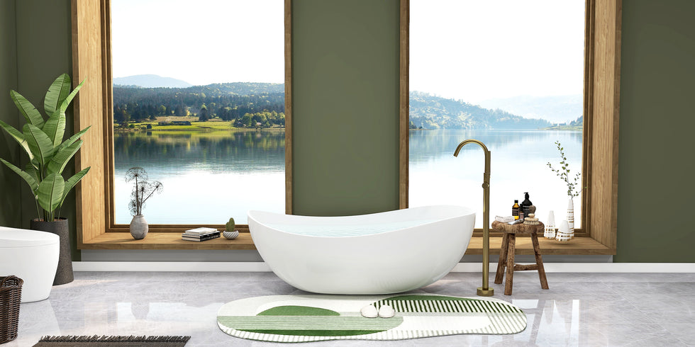 HMR - Brewst Freestanding Tub Filler Faucet in Brass, Brushed Gold