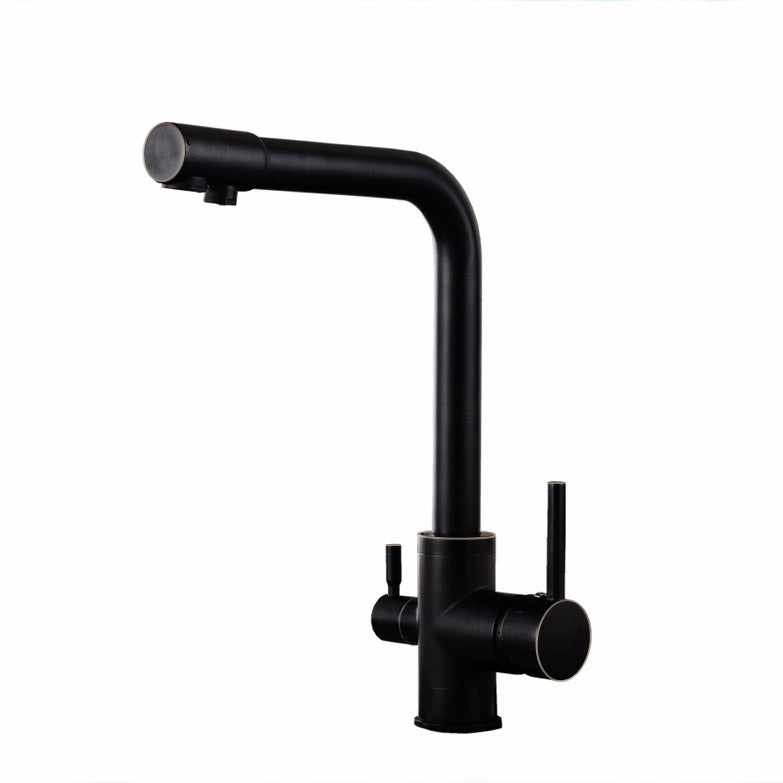 HMR - Stev Monobloc Dual Lever Kitchen Mixer Tap with Water Filtering in Antique Black