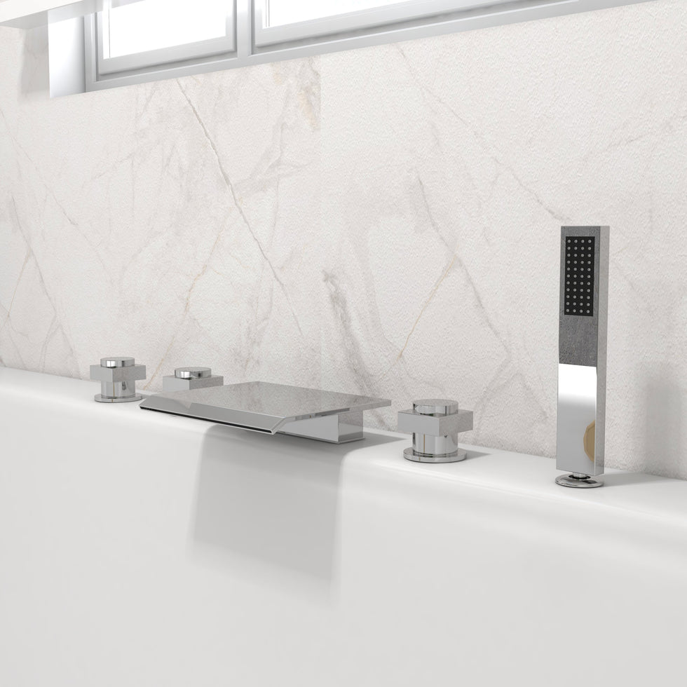 HMR - Moda Waterfall Deck-Mount Faucet with Handshower in Chrome