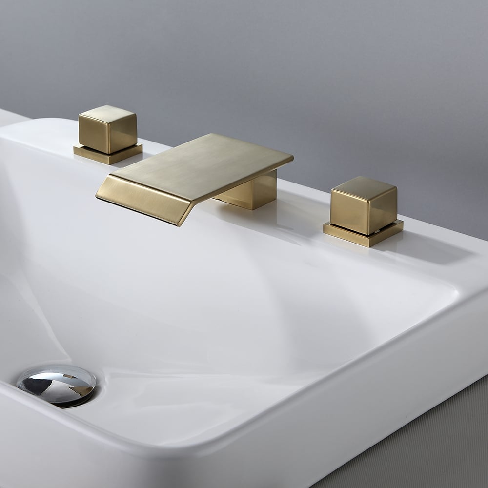 HMR - Moda Waterfall Widespread Bathroom Sink Faucet with Square Double Handle