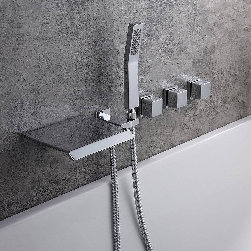 HMR - Moda Wall-Mounted Waterfall Faucet in Polished Chrome, Solid Brass