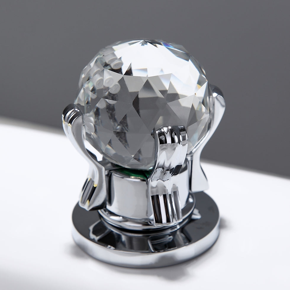 HMR - 2 Crystal Handle Bathroom Sink Faucet in Chrome