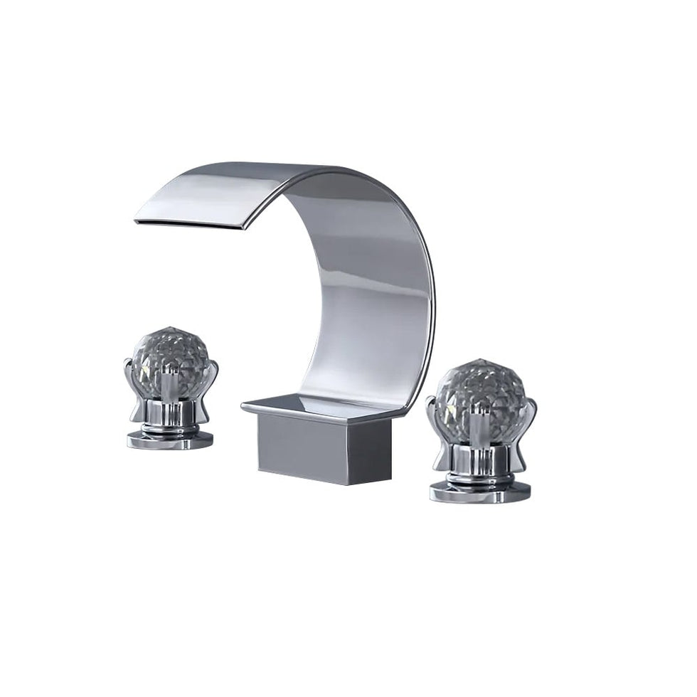 HMR - 2 Crystal Handle Bathroom Sink Faucet in Chrome