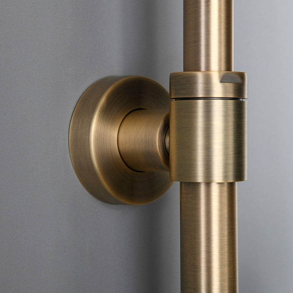 HMR - Two Handle Round Rainshower Shower Fixture in Antique Brass