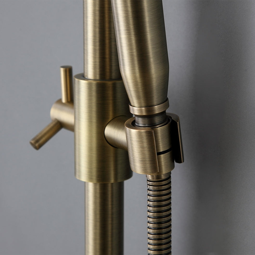HMR - Rainfall Exposed Shower Fixture with Tub Spout in Antique Brass