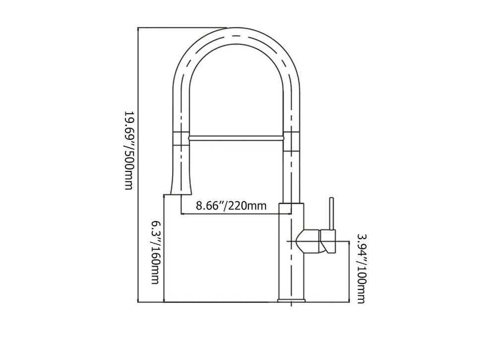 HMR - Single Handle Solid Brass Pull-Down Spray Kitchen Faucet in White