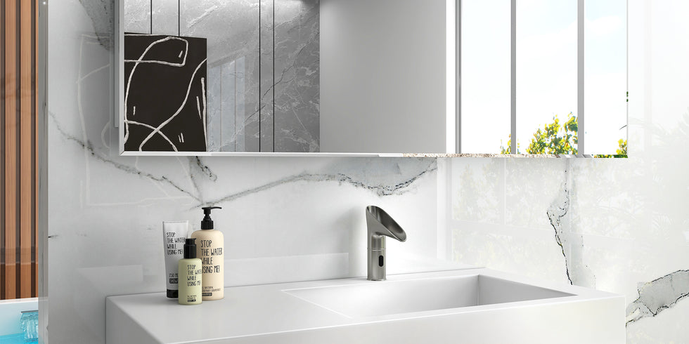 HMR - Single Hole Touchless Electronic Bathroom Sink Faucet with LED in Brushed Nickel