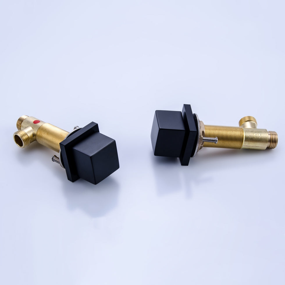 HMR - Vland Double Handles Right-Angle Sink Faucet in Matte Black, Brass