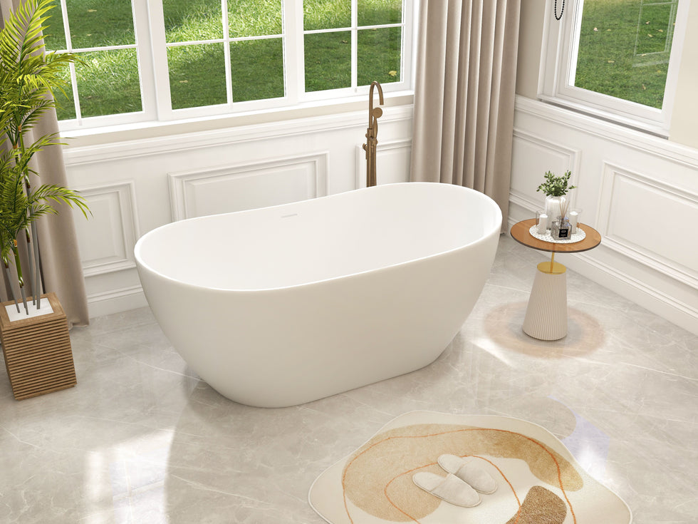 HMR - Swirling Spout Freestanding Tub Faucet with Handshower in Brass