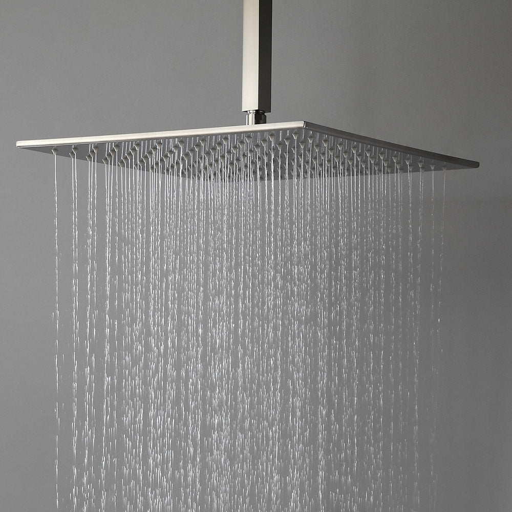 HMR - Square Ceiling-Mount Shower Head with 6 Body Sprays and Wall Mounted Handshower System in without LED