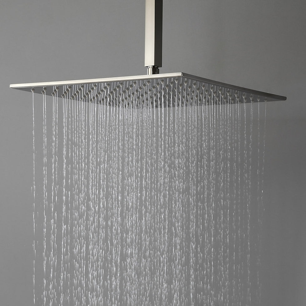 HMR - Square Ceiling-Mount Shower Head with 6 Body Sprays and Wall Mounted Handshower System in without LED