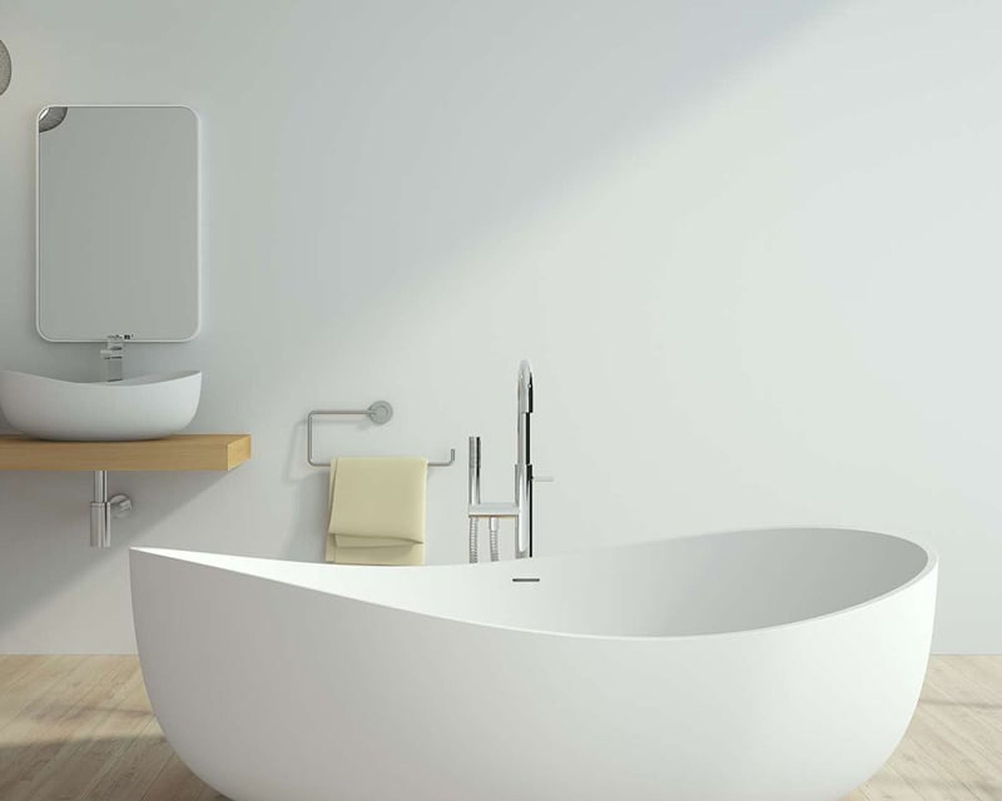 HMR - 70" Modern Oval Freestanding Stone Resin Soaking Bathtub