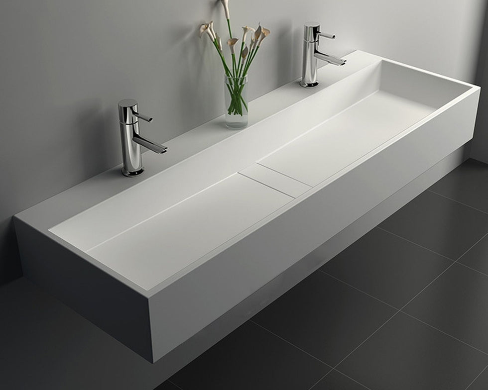 HMR - 47" Wall-Mount Floating Trough Bathroom Sink
