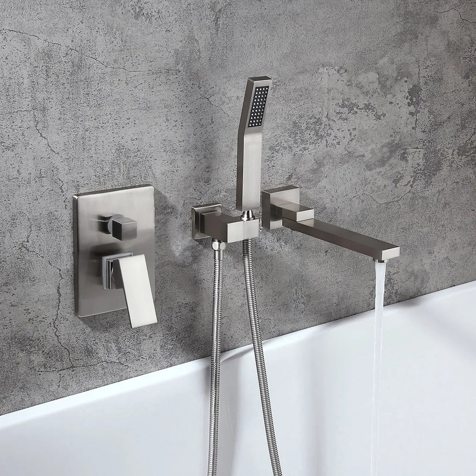 HMR - Ultramodern Wall Mounted Swirling Tub Filler Faucet with Hand Shower