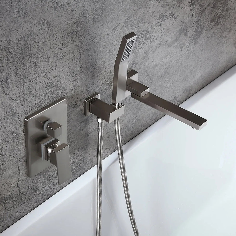 HMR - Ultramodern Wall Mounted Swirling Tub Filler Faucet with Hand Shower