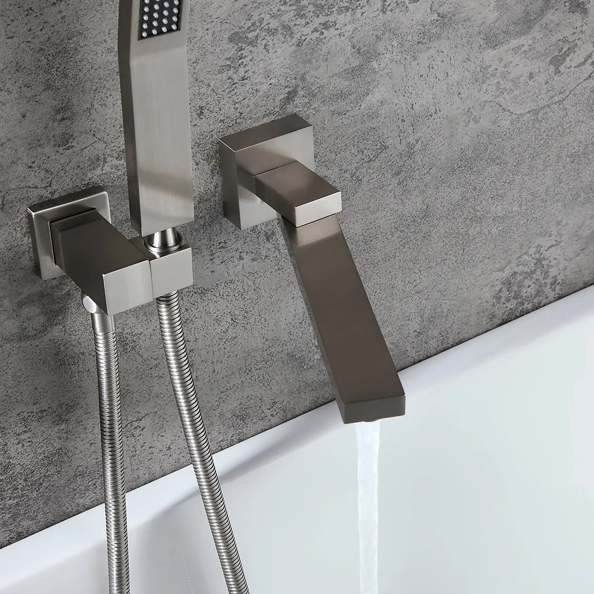 HMR - Ultramodern Wall Mounted Swirling Tub Filler Faucet with Hand Shower