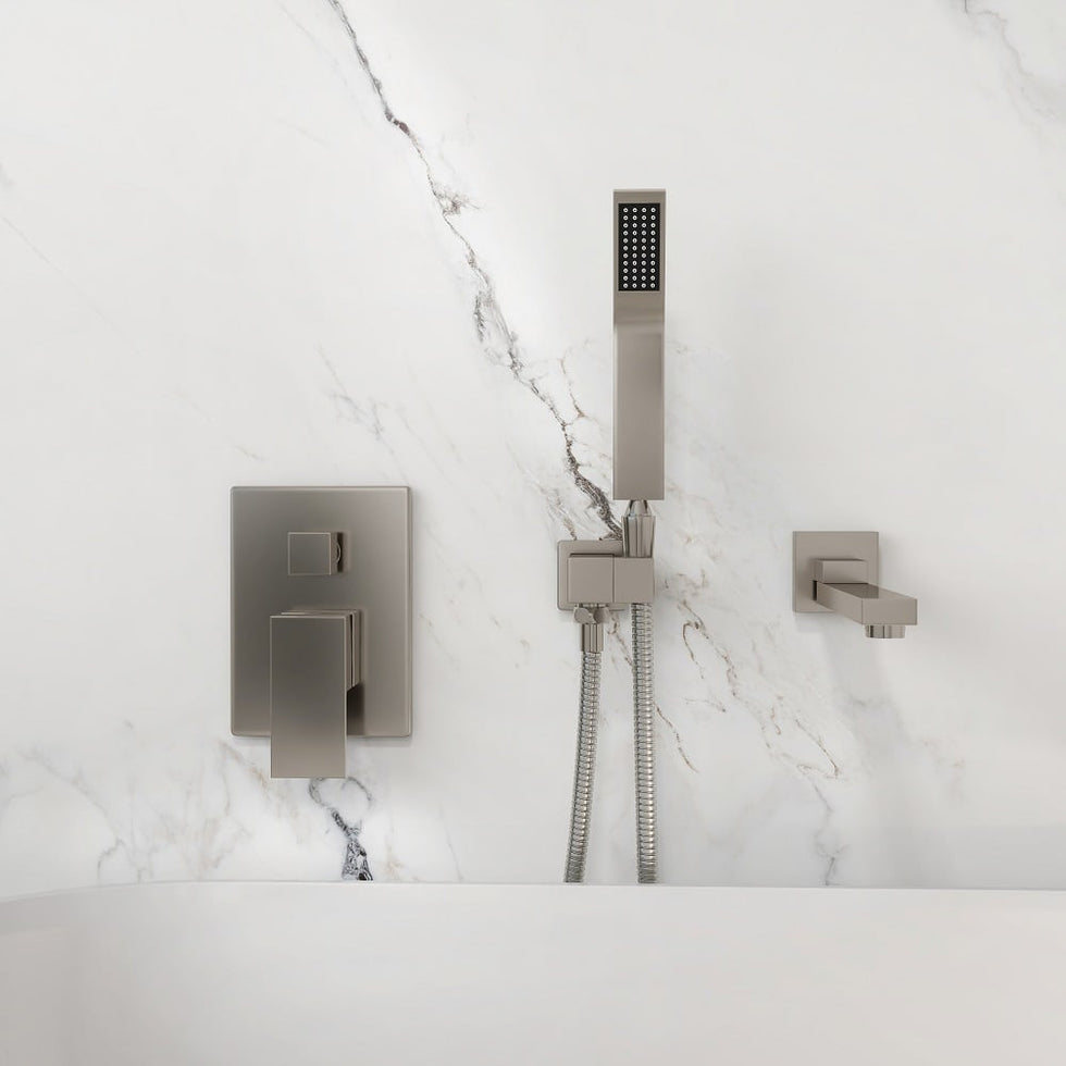 HMR - Ultramodern Wall Mounted Swirling Tub Filler Faucet with Hand Shower
