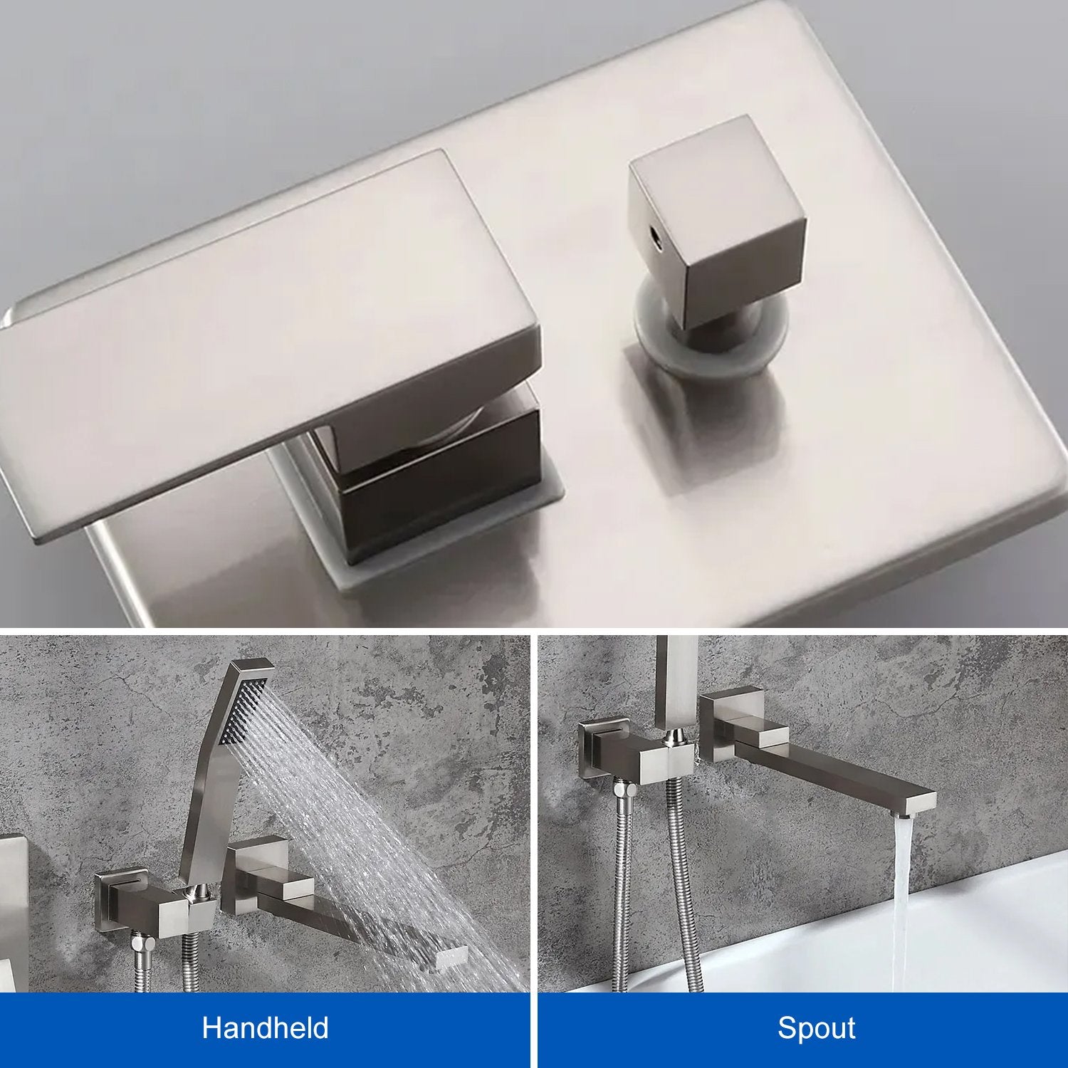 HMR - Ultramodern Wall Mounted Swirling Tub Filler Faucet with Hand Shower