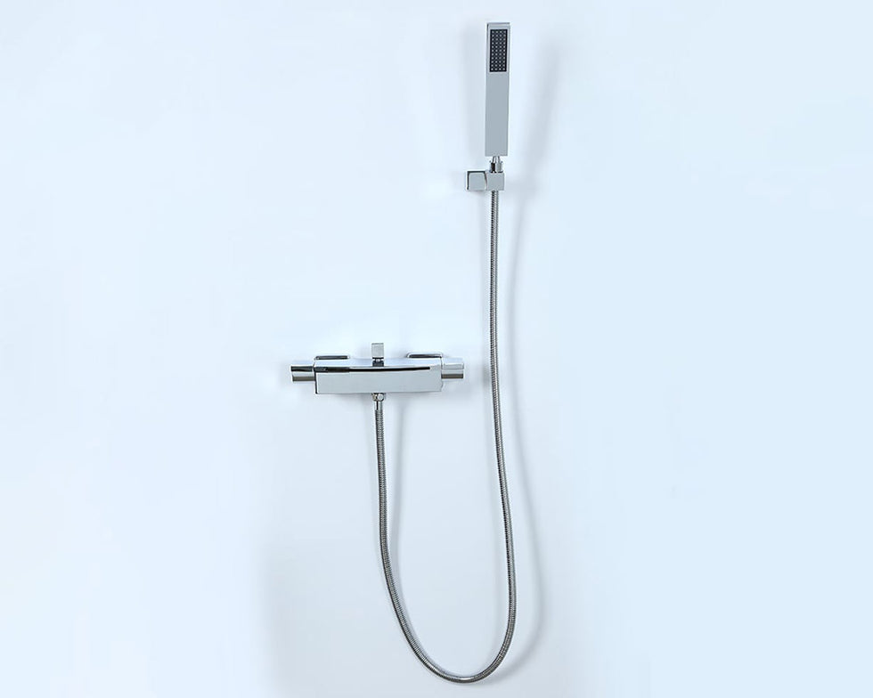 HMR - Wall Mount Waterfall 2-Handle Faucet with Hand Shower in Chrome