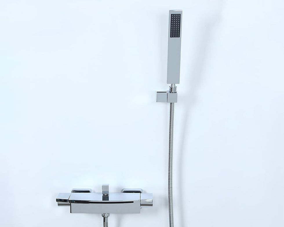 HMR - Wall Mount Waterfall 2-Handle Faucet with Hand Shower in Chrome