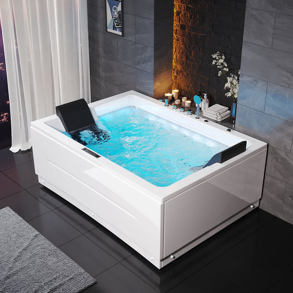 HMR - 71" Double Massage Bathtub with Ambient Lighting 118-Gallon Capacity
