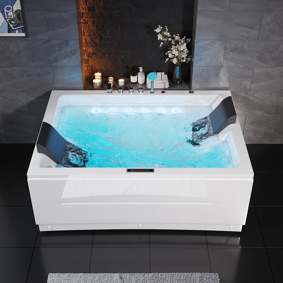 HMR - 71" Double Massage Bathtub with Ambient Lighting 118-Gallon Capacity