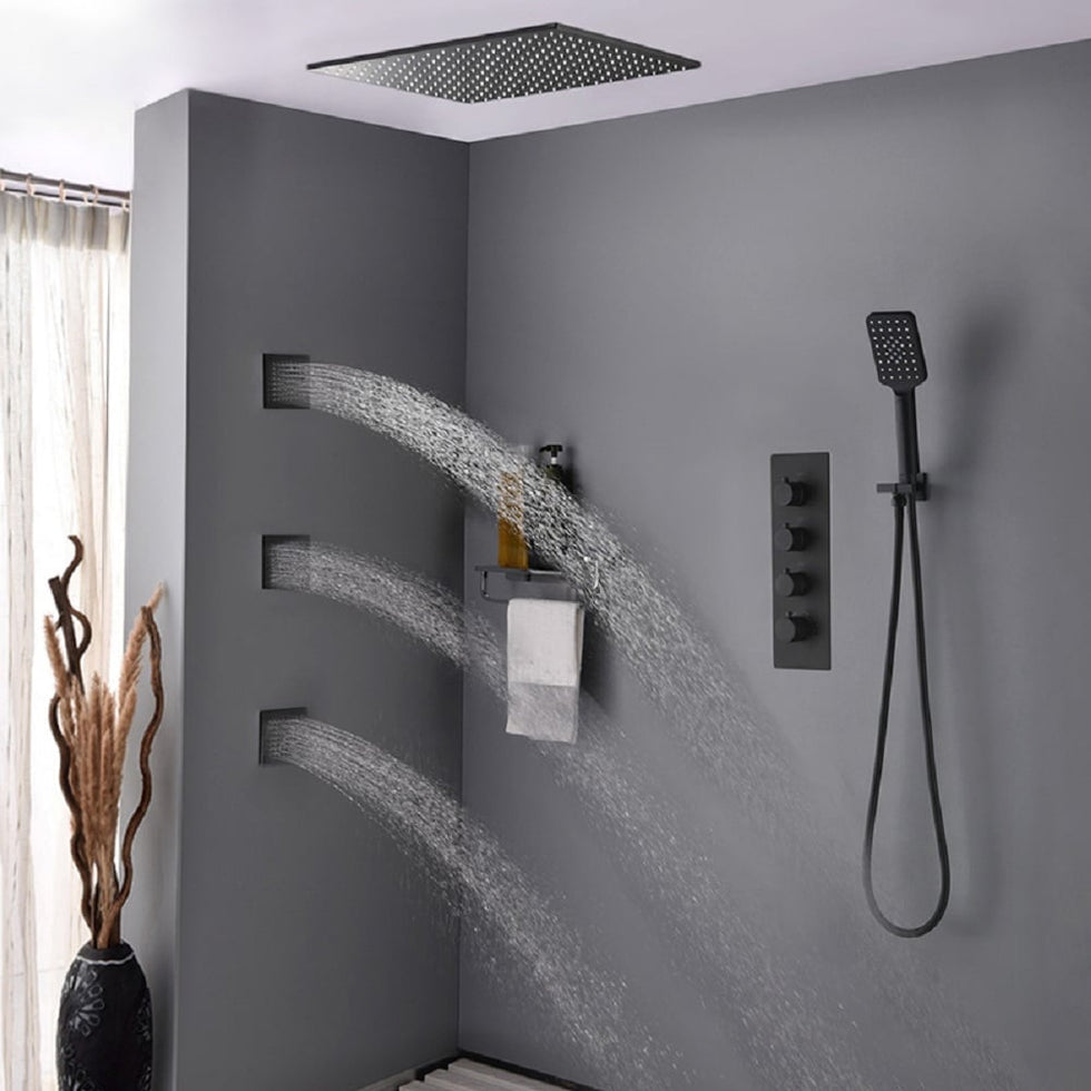 HMR - 20'' Thermostatic Shower System with Hand Shower and 3 Body Jets