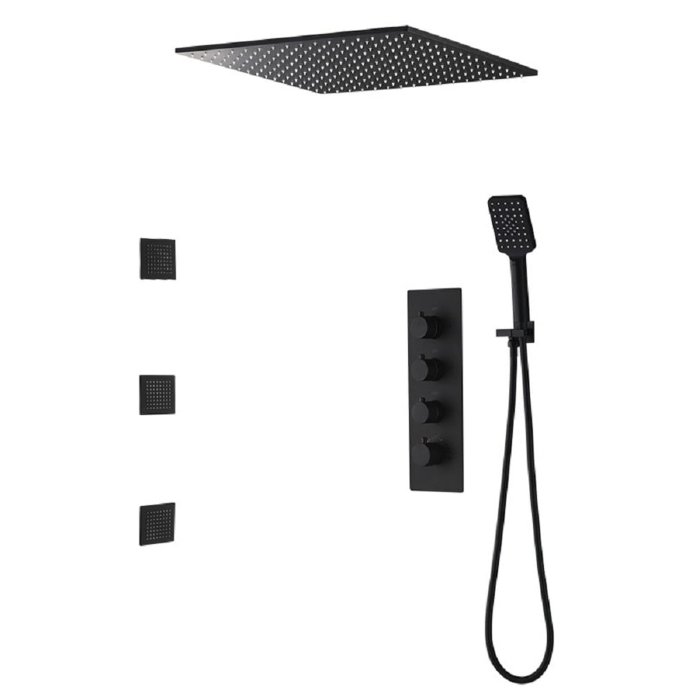 HMR - 20'' Thermostatic Shower System with Hand Shower and 3 Body Jets