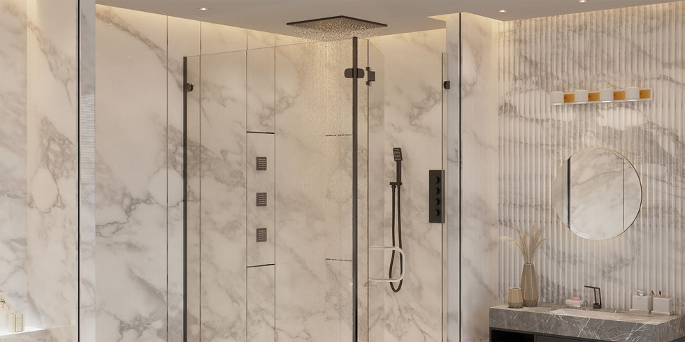 HMR - 20'' Thermostatic Shower System with Hand Shower and 3 Body Jets