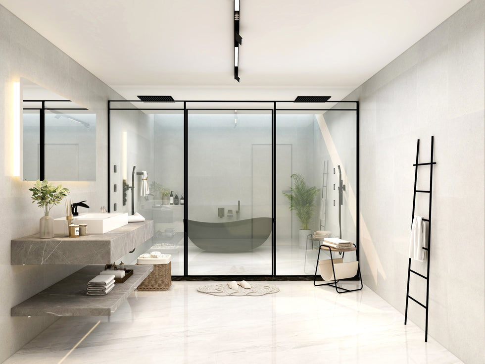 HMR - 20'' Thermostatic Shower System with Hand Shower and 3 Body Jets