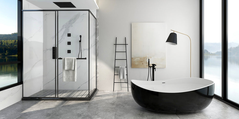 HMR - 20'' Thermostatic Shower System with Hand Shower and 3 Body Jets