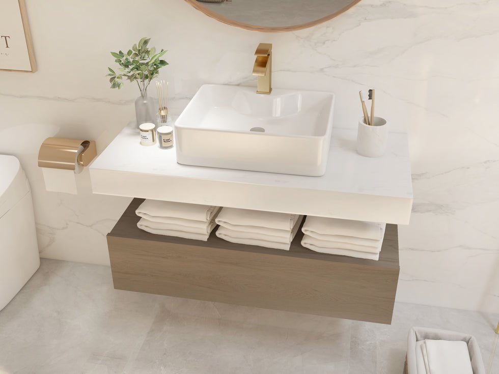 HMR - Single Hole Deck Mounted Bathroom Sink Faucet