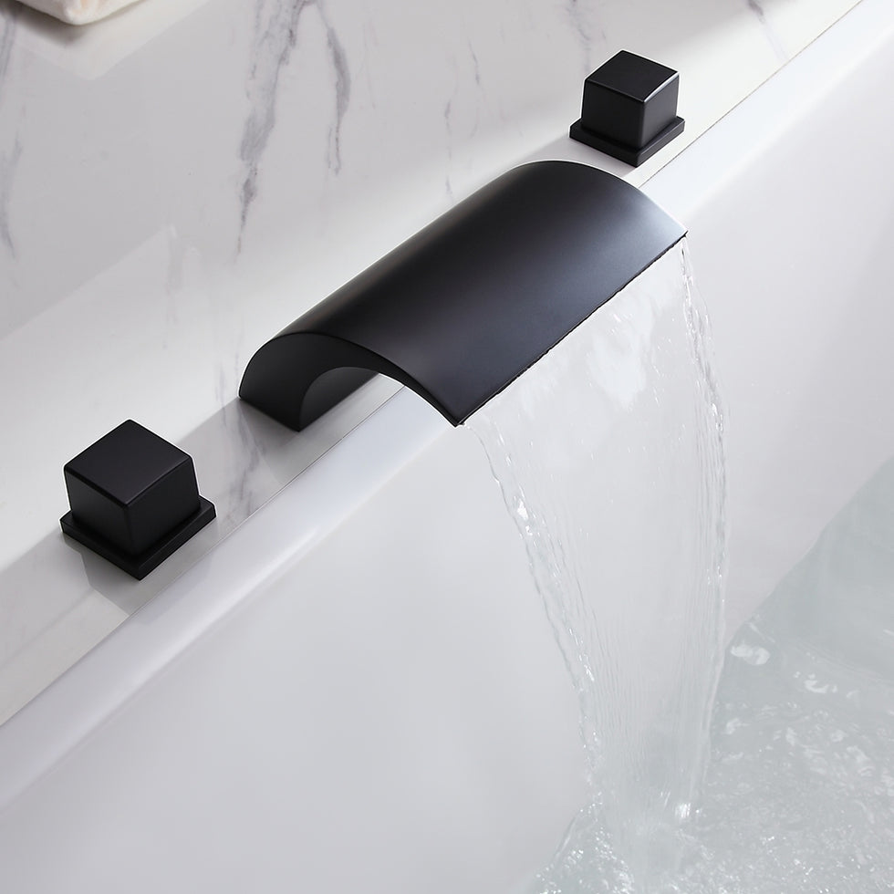 HMR - Victoria Double Handle Brass Deck Mounted Faucet in Matte Black