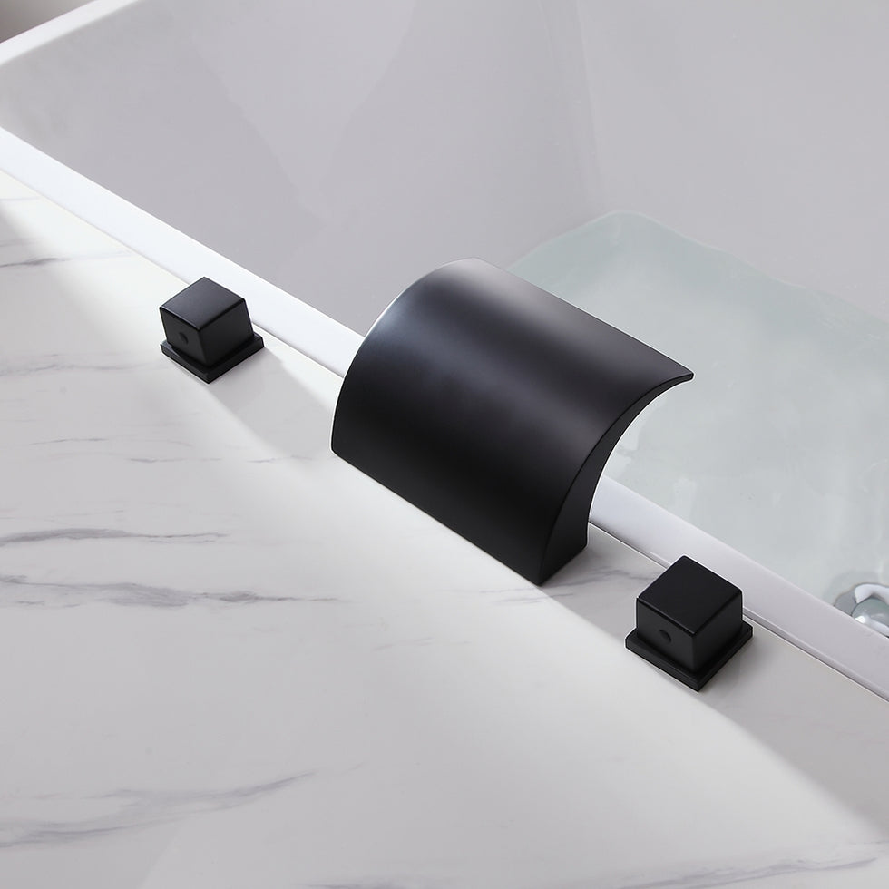 HMR - Victoria Double Handle Brass Deck Mounted Faucet in Matte Black