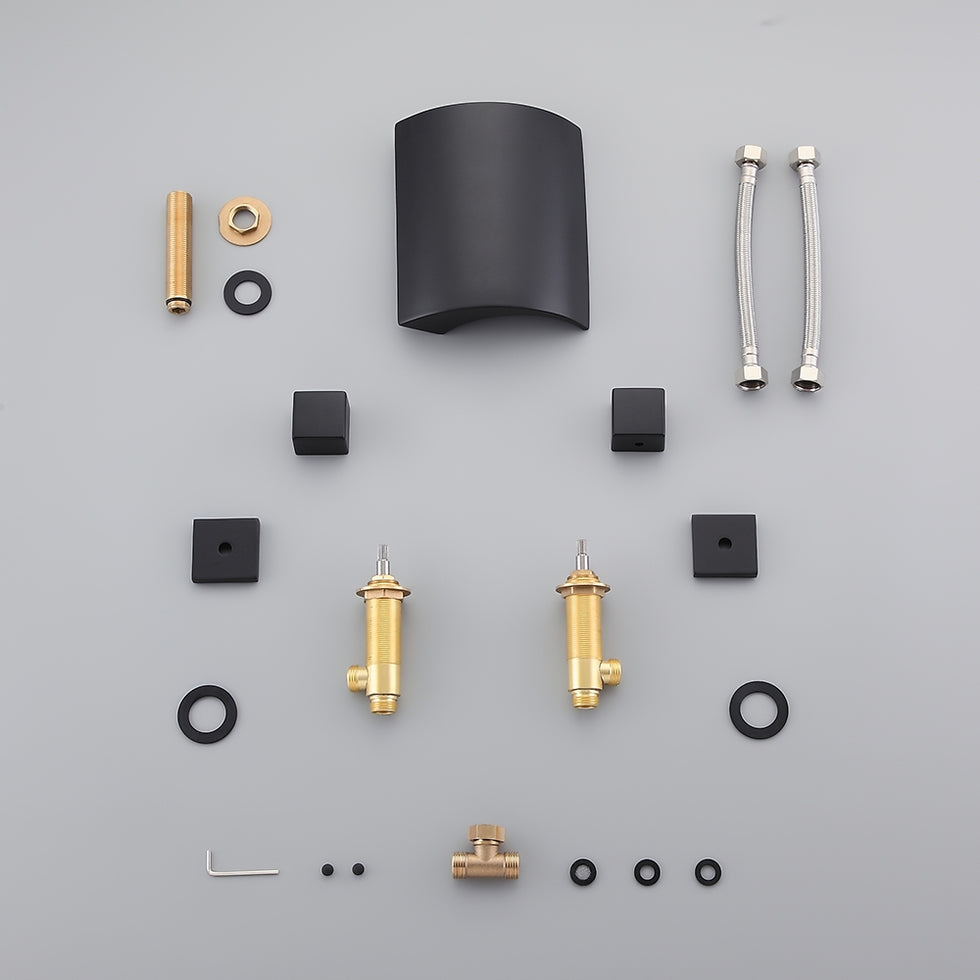 HMR - Victoria Double Handle Brass Deck Mounted Faucet in Matte Black