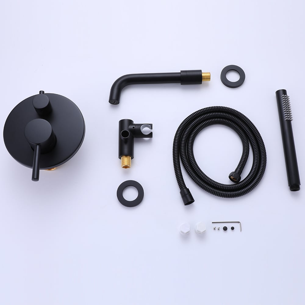 HMR - Stev Series Modern Wall-Mount Swivel Bathtub Filler Faucet with Handshower
