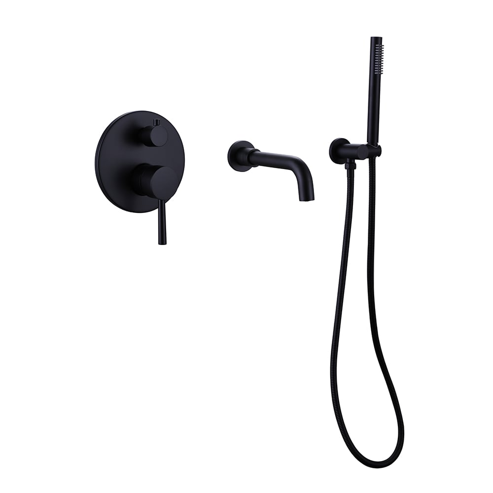 HMR - Stev Series Modern Wall-Mount Swivel Bathtub Filler Faucet with Handshower