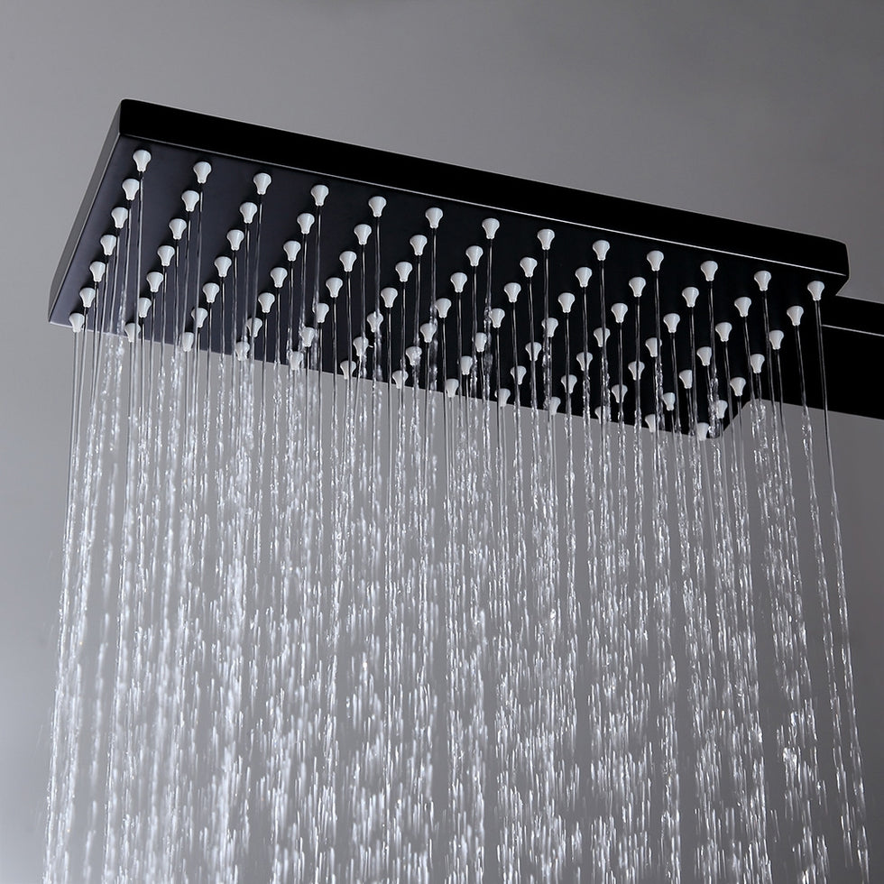 HMR - Shower Fixture with Rain Shower Head and Hand Shower in Black