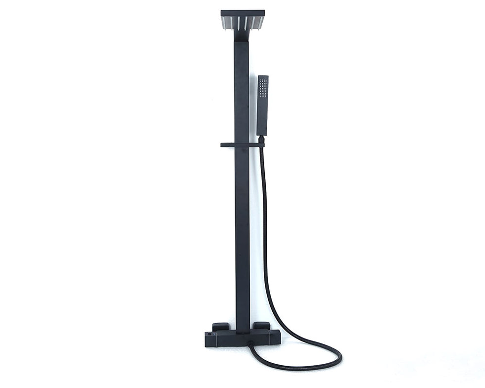 HMR - Shower Fixture with Rain Shower Head and Hand Shower in Black