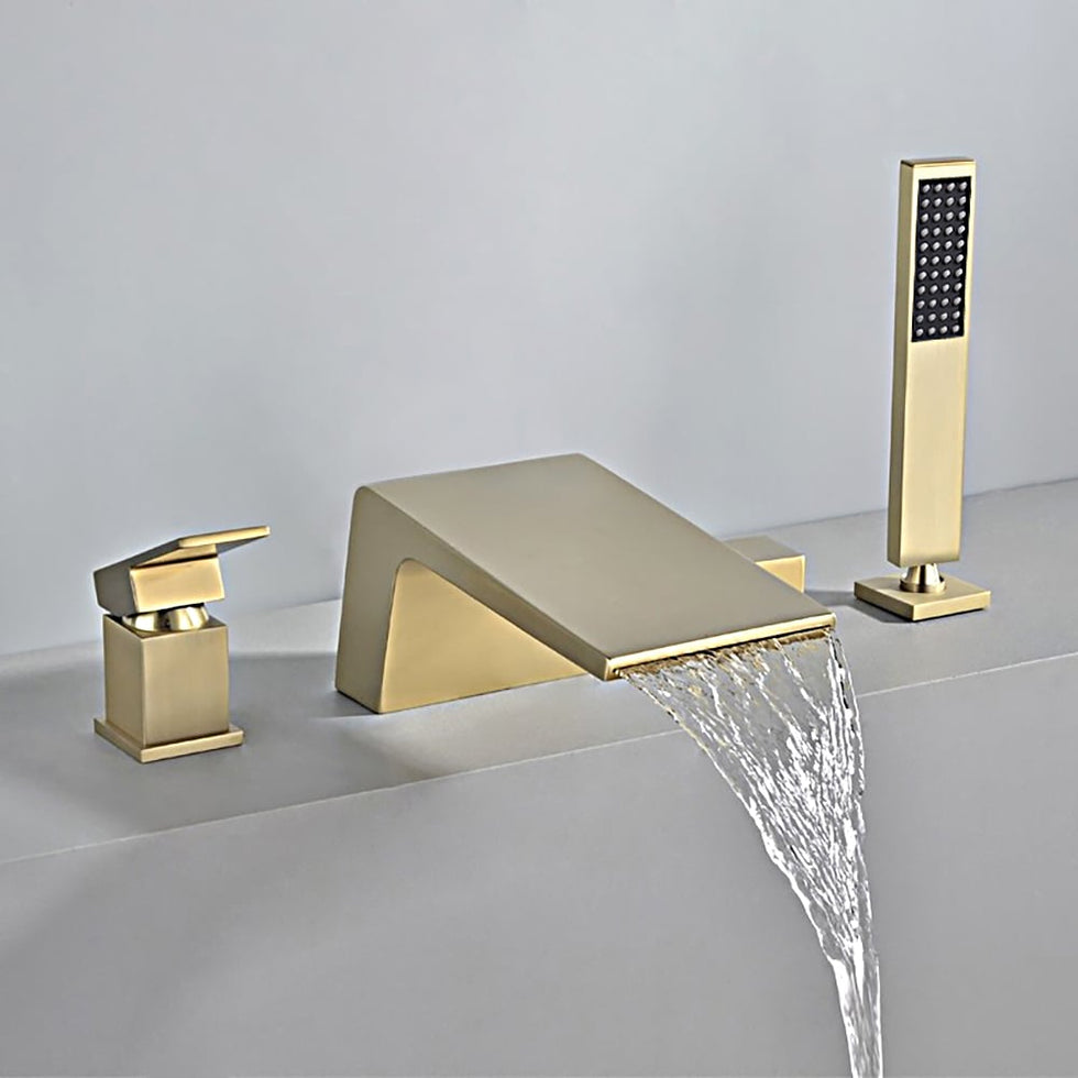 HMR - Waterfall Deck-Mount Roman Tub Faucet with Handshower