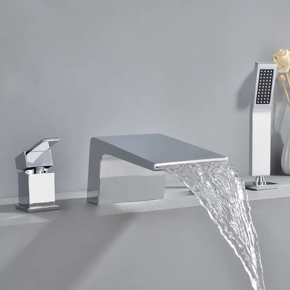 HMR - Waterfall Deck-Mount Roman Tub Faucet with Handshower