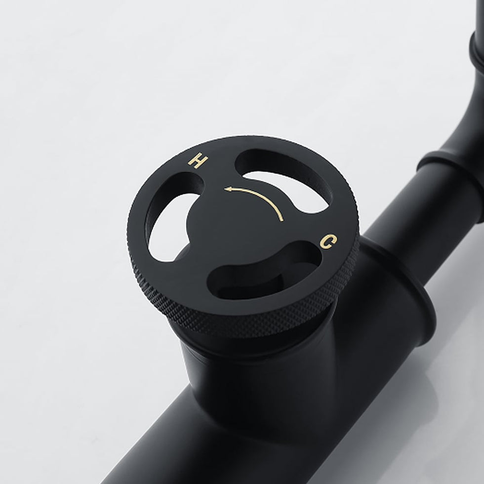 HMR - Ruth Pipe 1-Hole Sink Faucet with Single Handle in Black, Brass
