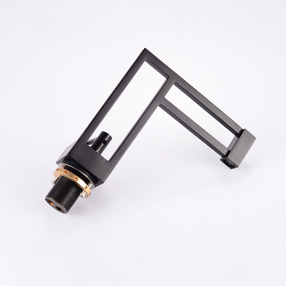HMR - Geometric Bathroom Sink Faucet Solid Brass Architectural Design in Black