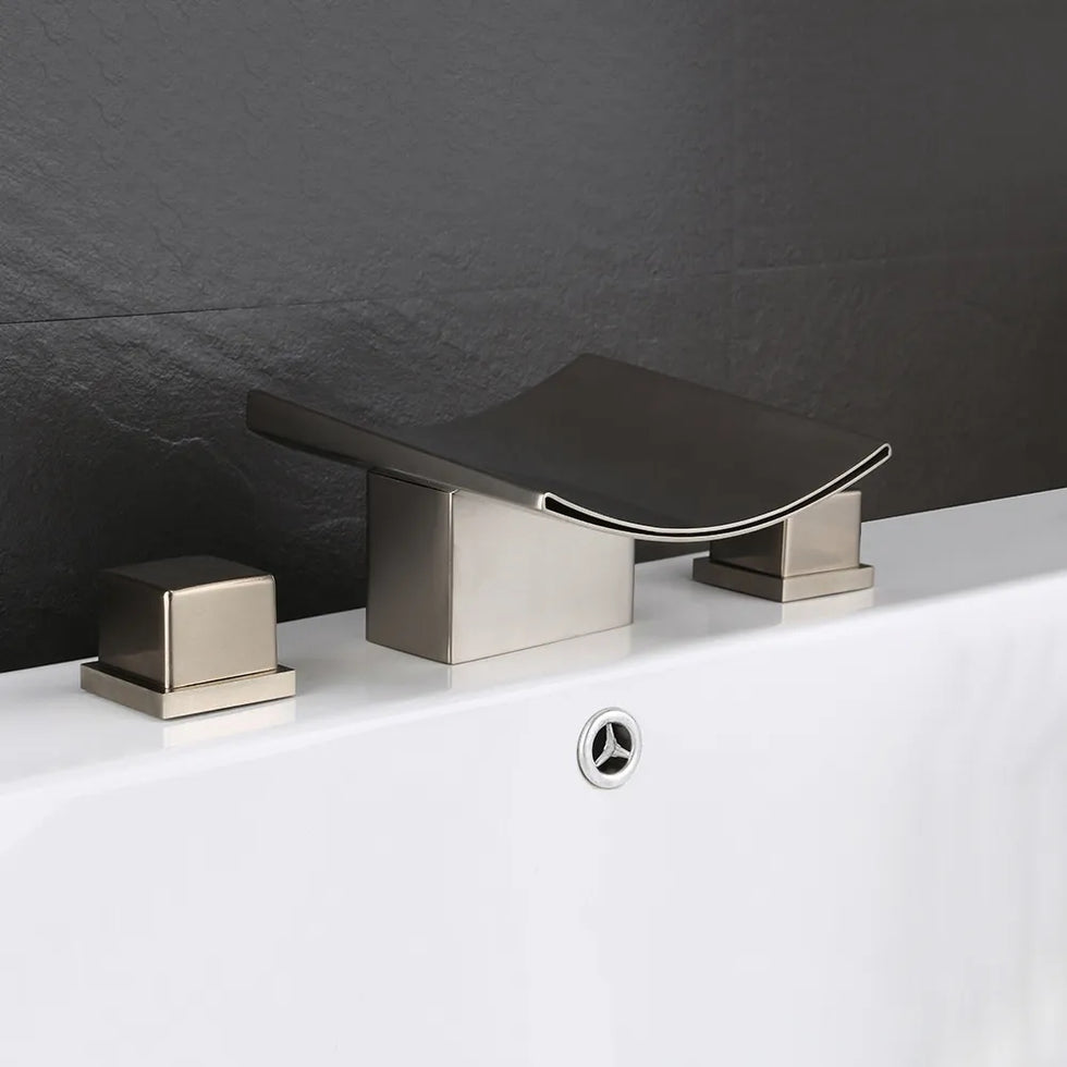 HMR - Grop Series Waterfall Widespread Bathroom Sink Faucet Double Handle