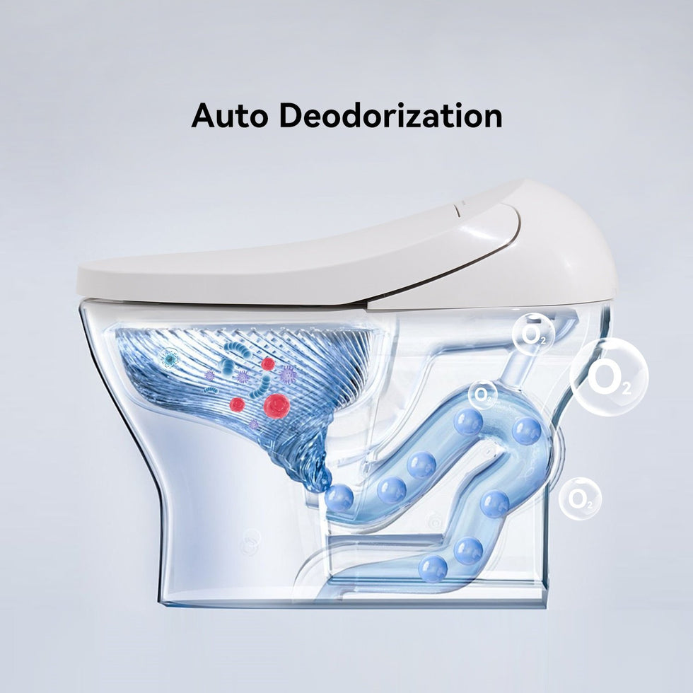 HMR - Modern Smart One-Piece Toilet and Bidet Foot Induction and Automatic Flushing in White