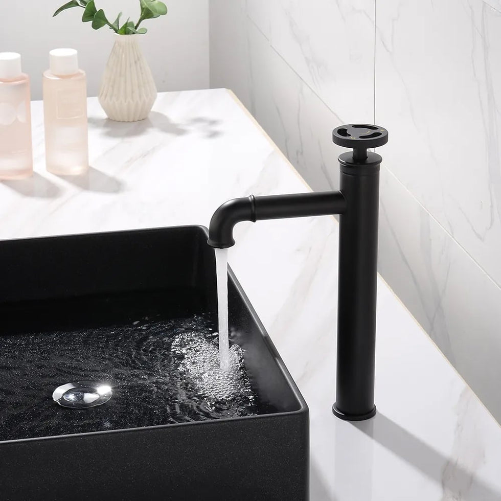 HMR - Ruth Vessel Sink Faucet Single Handle in Matte Black, Brass