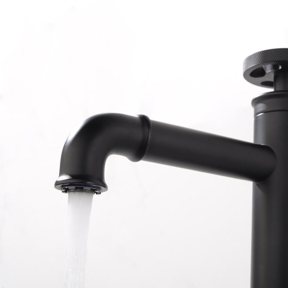 HMR - Ruth Vessel Sink Faucet Single Handle in Matte Black, Brass