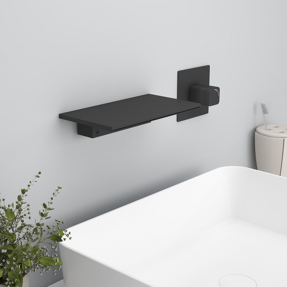 HMR - Waterfall Wall Mount Bathroom Sink Faucet Single Knob