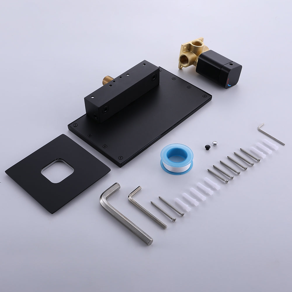 HMR - Waterfall Wall Mount Bathroom Sink Faucet Single Knob